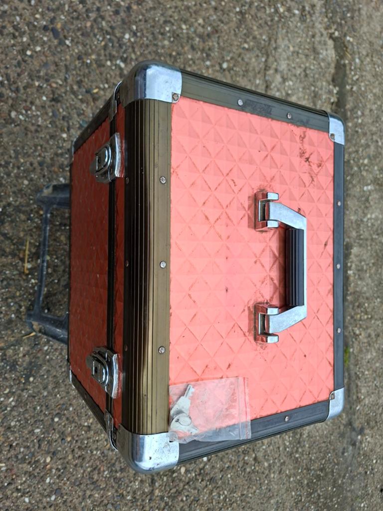 Vintage roze hardcase koffer met slot, Ophalen of Verzenden, Gebruikt