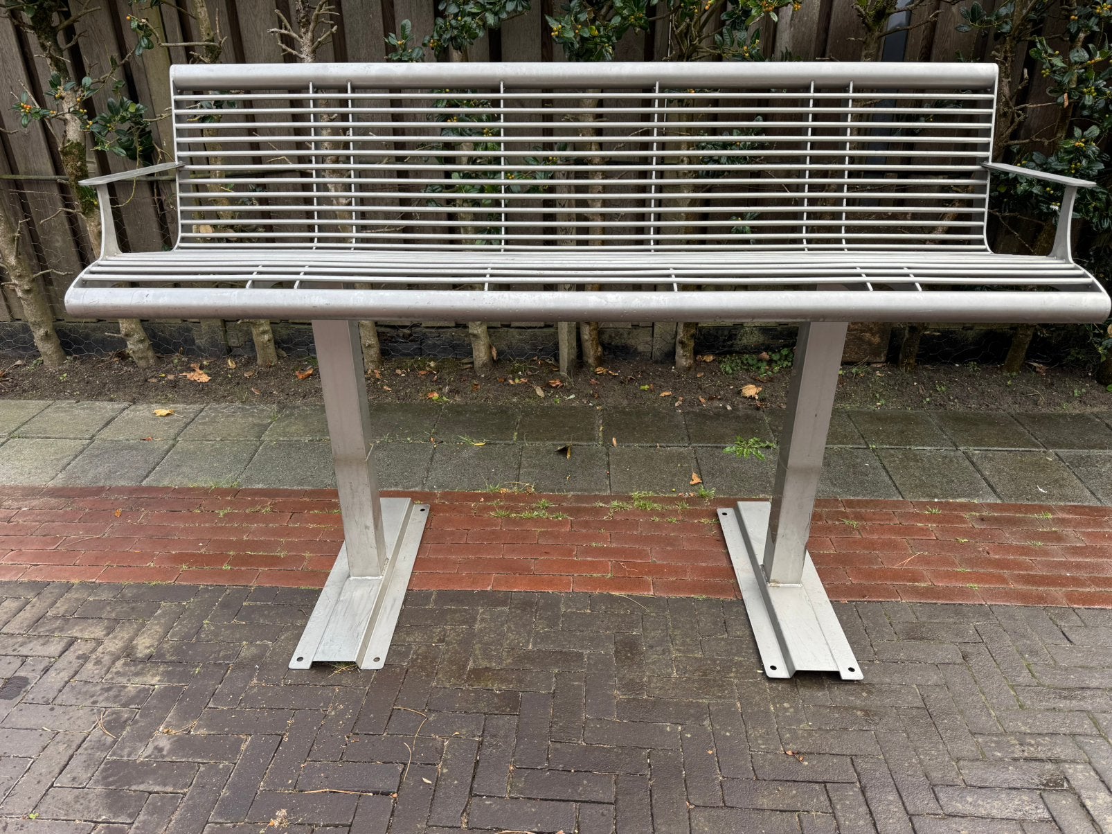 Rvs tuin- park of gevelbank. 185 cm breed en Onderhoudsvrij, Tuin en Terras, Ophalen, Zo goed als nieuw, Rvs