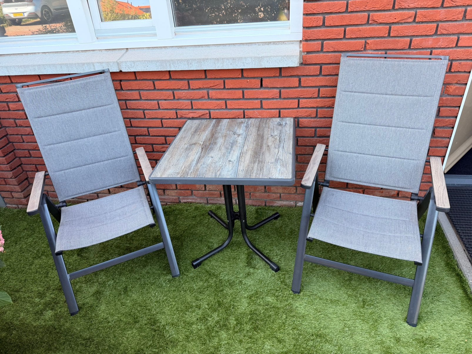 Mooie tuinset / balkonset, Tuin en Terras, Ophalen of Verzenden, Zo goed als nieuw, Aluminium, Inklapbaar