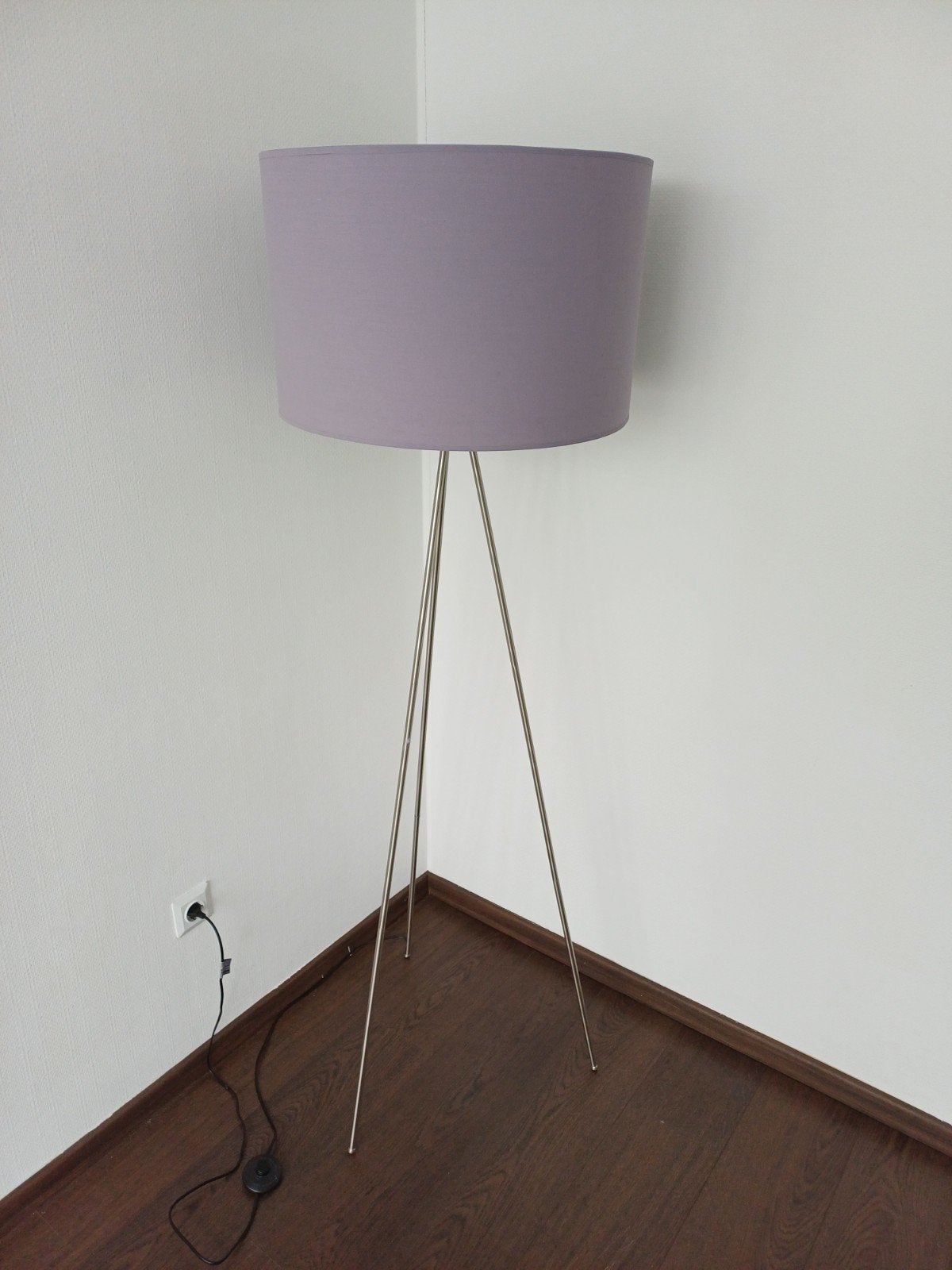 Woonexpress Vloerlamp met stoffen kap - 167,5 cm hoog, Ophalen, E27 (groot), 150 tot 200 cm, Textiel