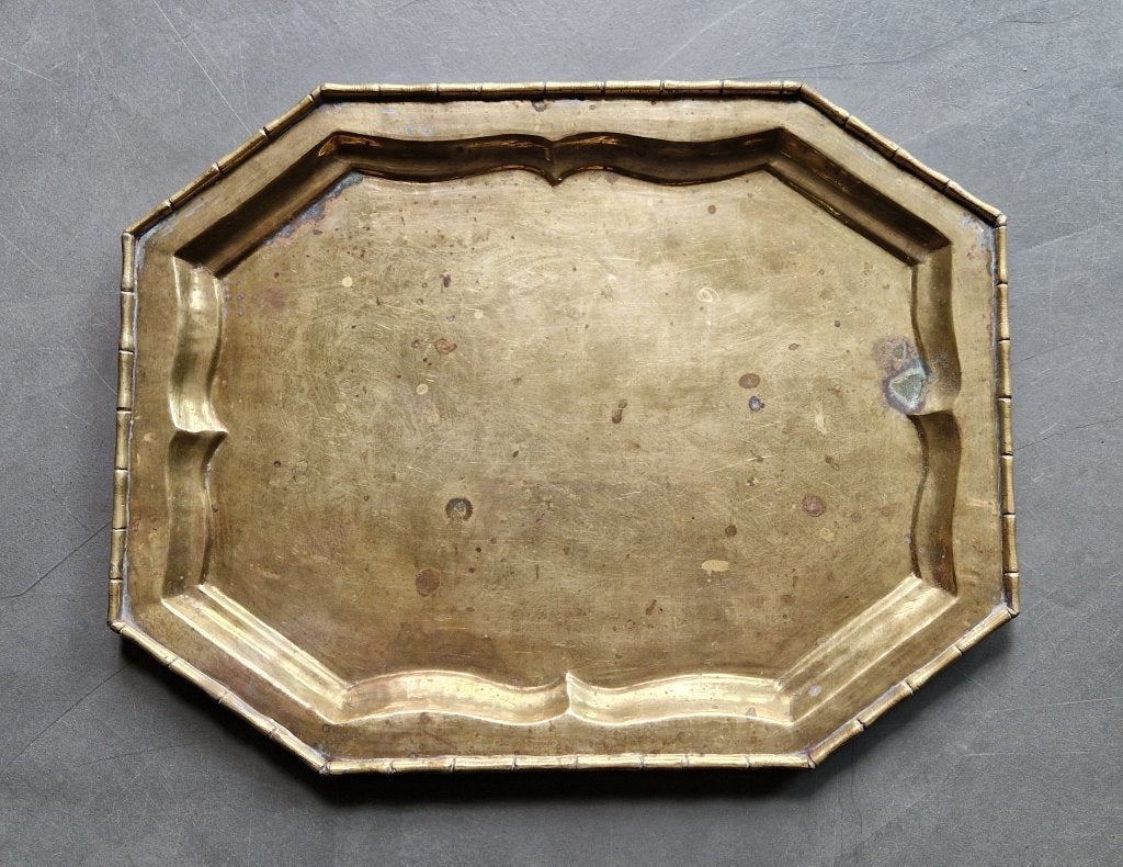 Vintage messing plateau dienblad, Ophalen of Verzenden, Koper