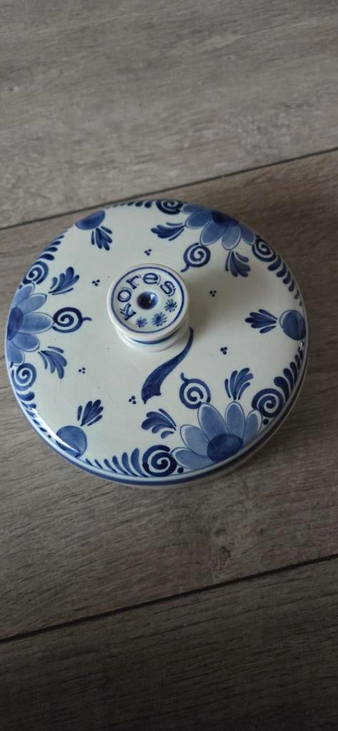 Delfts Blauw bonbonnierre, vaas en bordje, Ophalen of Verzenden