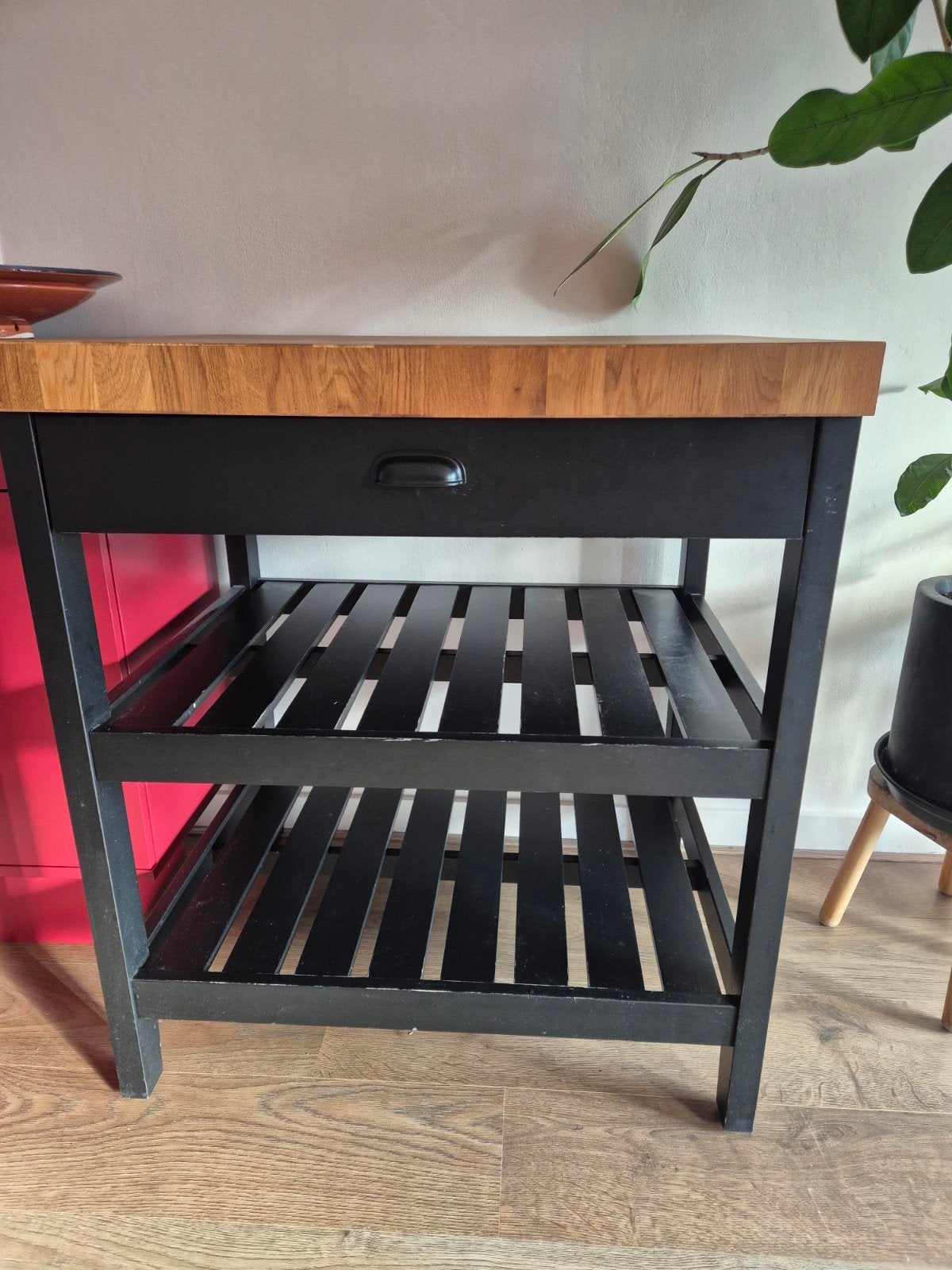 IKEA VADHOLMA keukeneiland - zwart/eiken, Ophalen, Gebruikt, IKEA