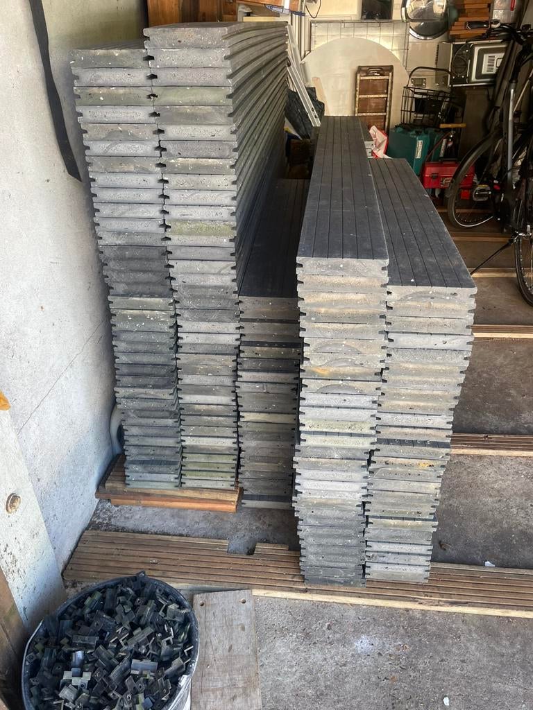 Composiet massieve terrasplanken antraciet 15 cm br, 52 m2, Ophalen, Zo goed als nieuw, 250 cm of meer, Planken