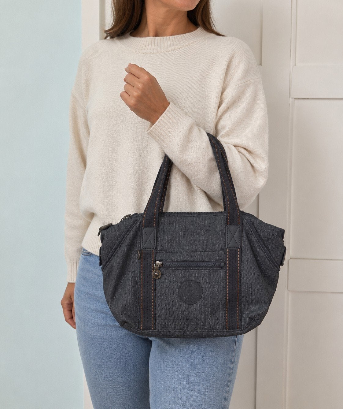 Leuk donkerblauw Kipling tas, Ophalen of Verzenden, Zo goed als nieuw, Grijs, Kipling