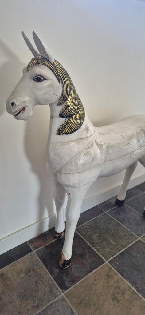 Antiek Handgesneden Carrousel Paard - Hout & Gedetailleerd, Ophalen