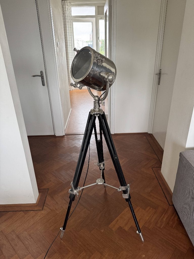 Staande, nautische vloerlamp., Ophalen, Gebruikt, E27 (groot), Hout
