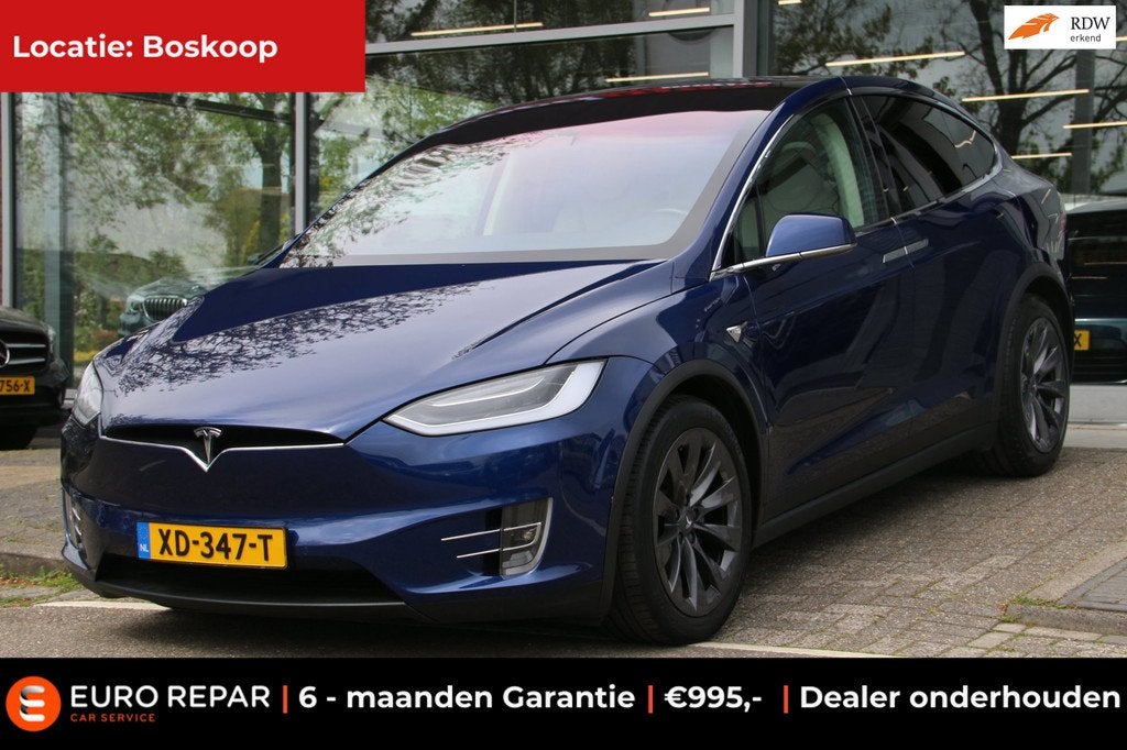 Tesla Model X 100D 6p. SOH 90,7% PANO-DAK TREKHAAK NAP!, Auto's, Tesla, Gebruikt, 100 kWh, 2433 kg, Blauw