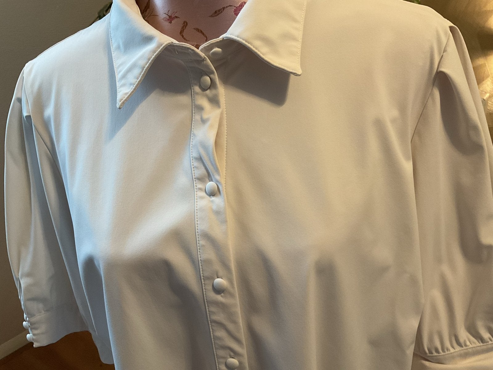 zgan Claudia Sträter  witte blouse met pofmouwtjes maat 46, Ophalen of Verzenden, Gedragen, Maat 46/48 (XL) of groter, Wit