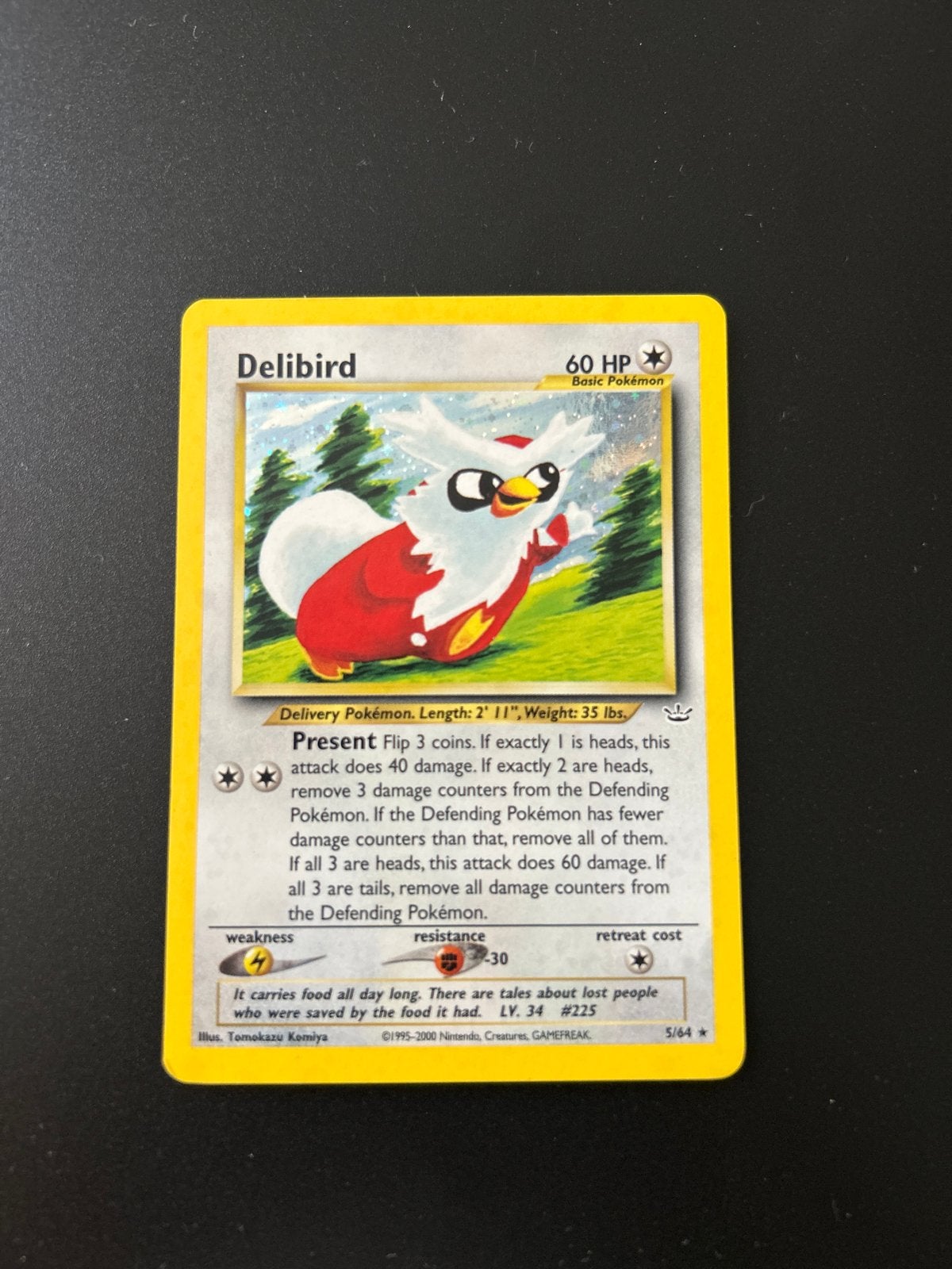 Delibird 5/64 Holo - Neo Revelation Pokémon Kaart, Ophalen of Verzenden, Gebruikt, Losse kaart, Foil