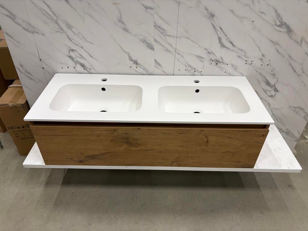 Badmeubel 120cm Urban Oak - solid surface wastafel, 100 tot 150 cm, Wltradingnl@outlook.com, Nieuw, Ophalen of Verzenden