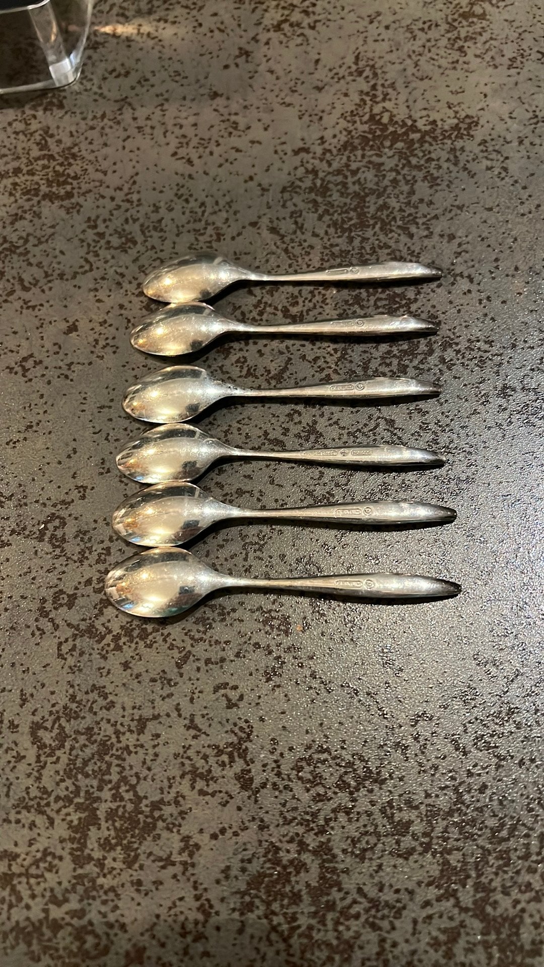 6 zwaar verzilverde kleine lepeltjes. keltum, Antiek en Kunst, Ophalen of Verzenden