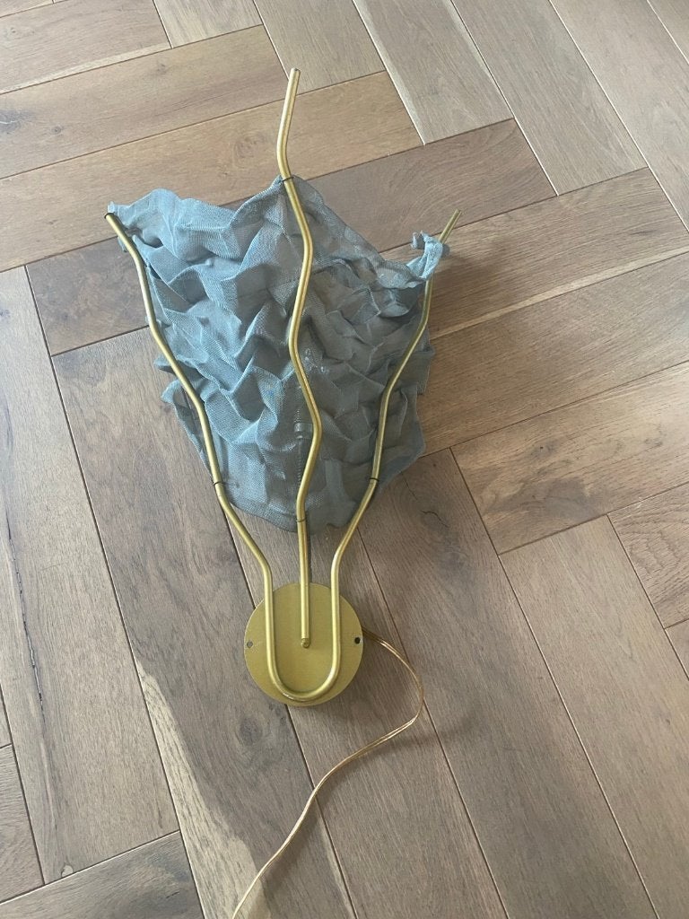 Rob Eckhardt wandlamp, Ophalen, E27 (groot), Zo goed als nieuw, Goud