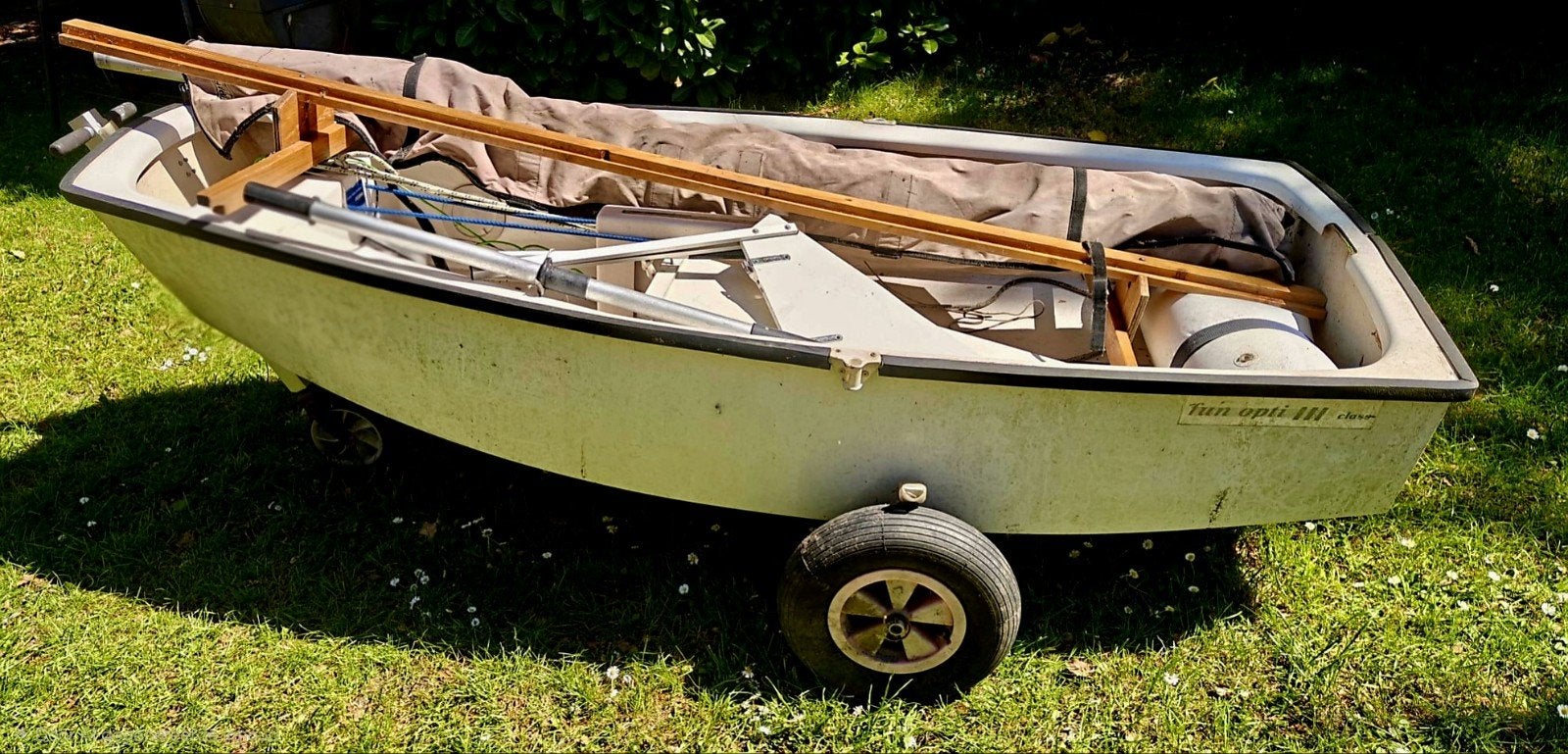 Complete Optimist Zeilboot (Fun Opti III) met Strandtrolley, Ophalen, Gebruikt