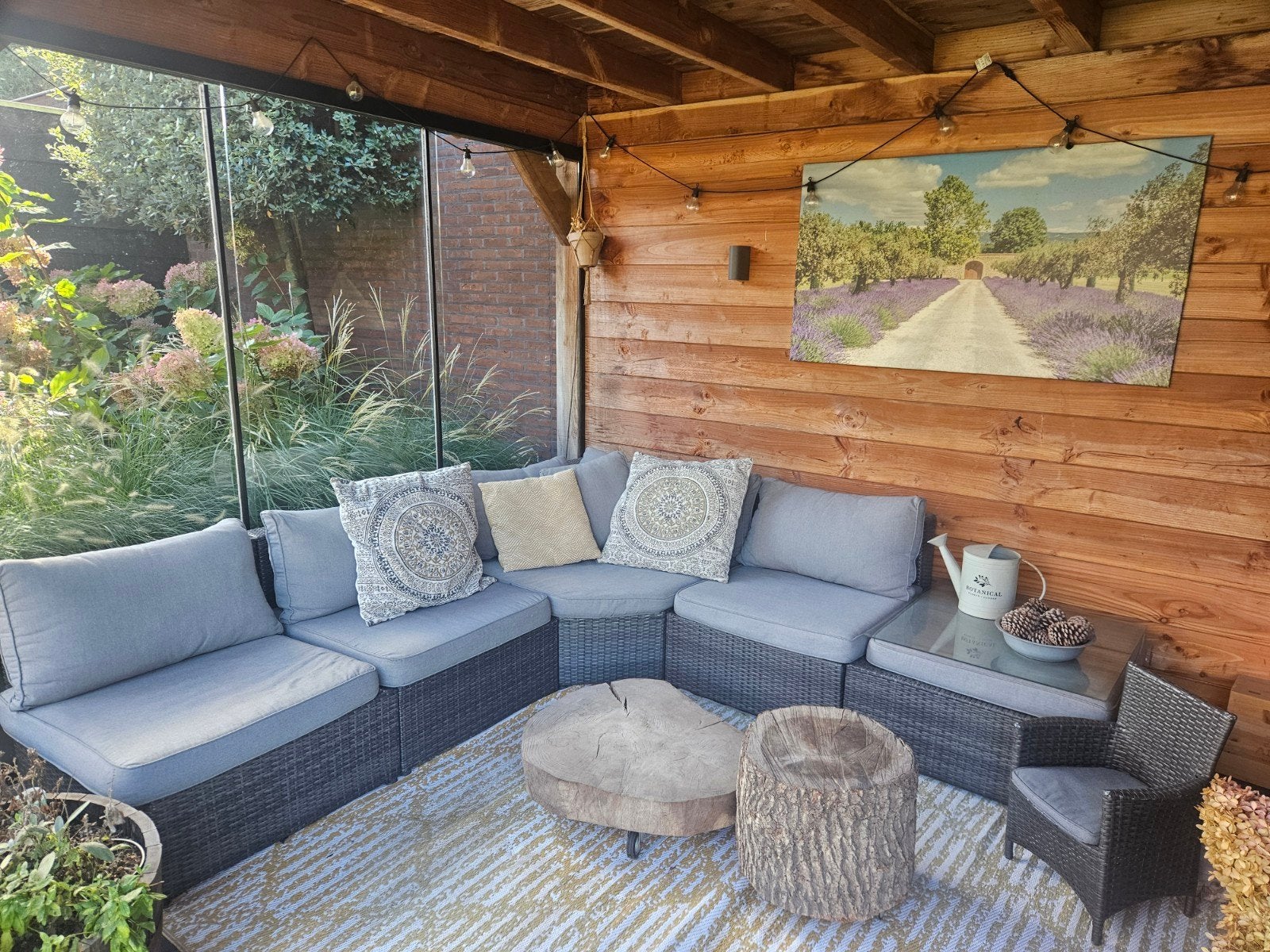 Complete Loungeset met Bijzettafel en Stoeltje, Ophalen, Gebruikt, Meer dan 8 zitplaatsen, Bank