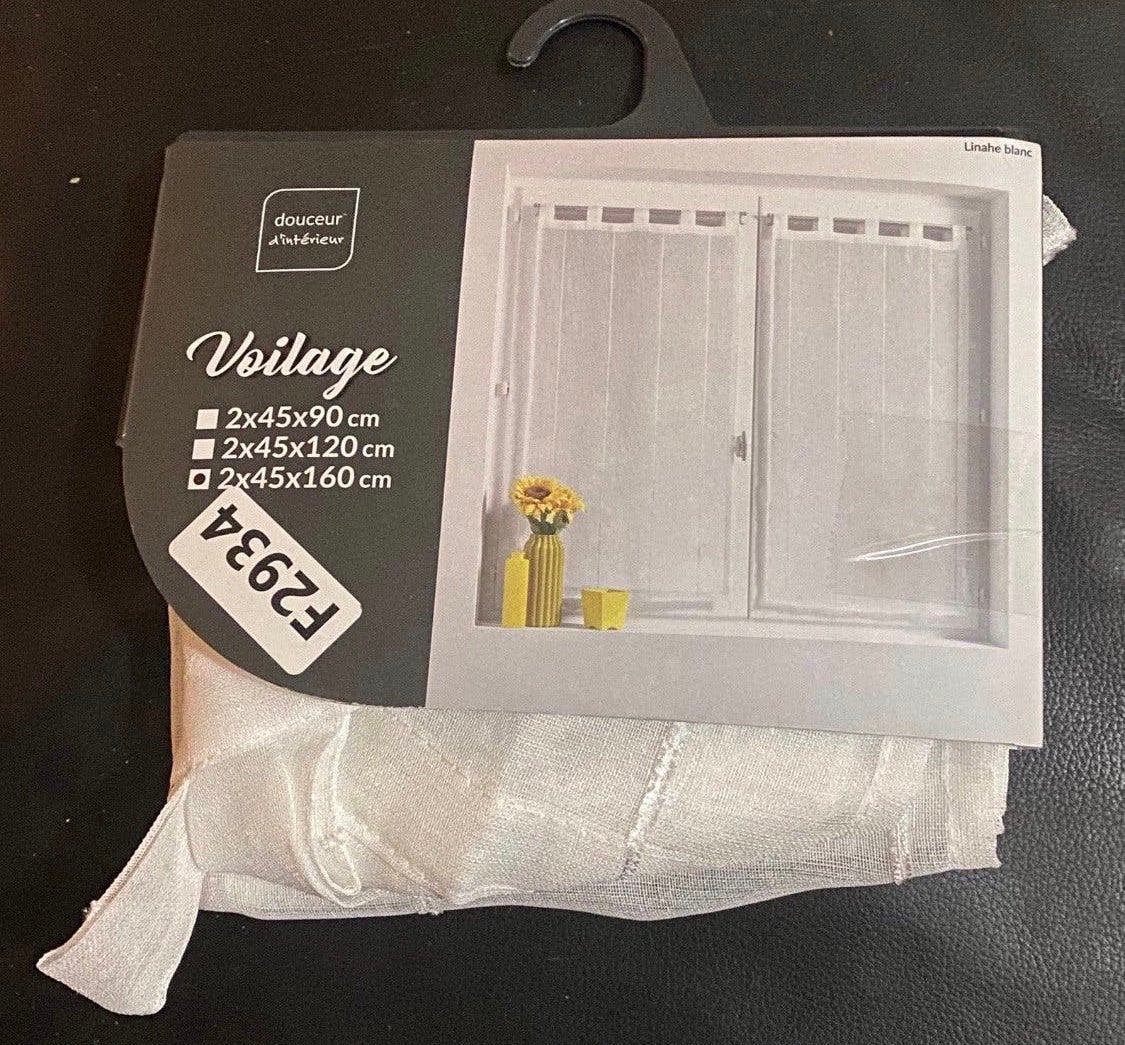 Douceur d'Intérieur 'Linahe' Vitrage (Set van 2) – Wit, Ophalen of Verzenden, Nieuw, Wit, Vitrage