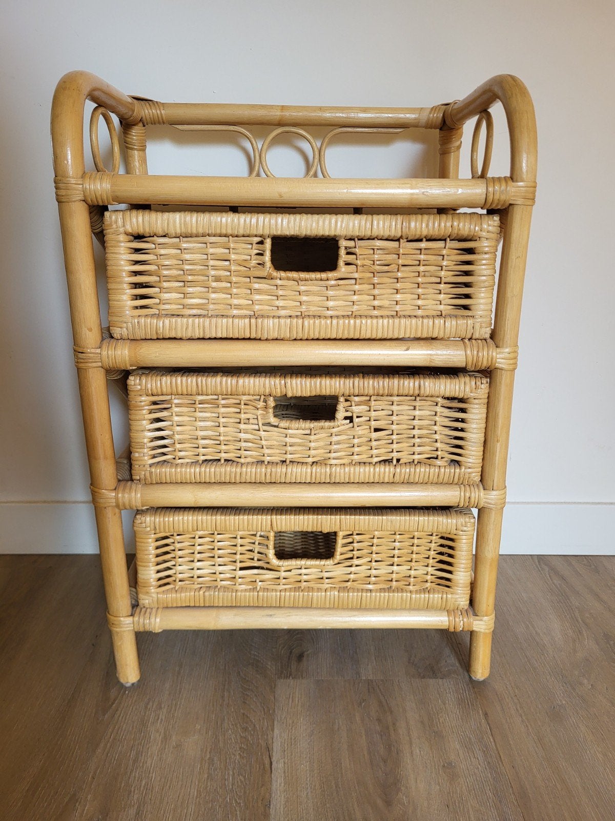 Vintage rotan ladekast ladekastje, Ophalen, Minder dan 50 cm, Vintage, Zo goed als nieuw