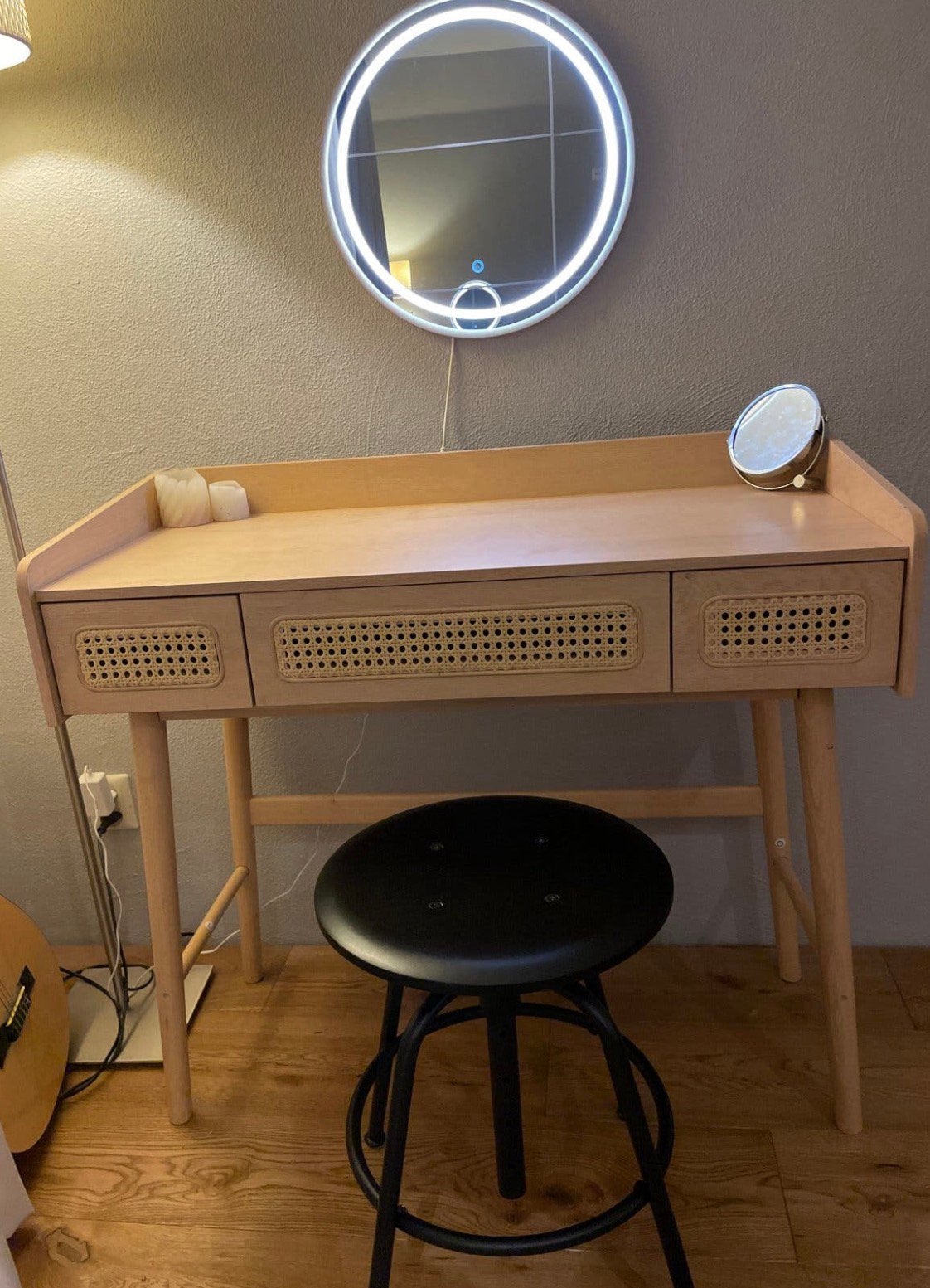 Kaptafel met spiegel en kruk, Ophalen, Zo goed als nieuw, 50 tot 100 cm, Minder dan 100 cm