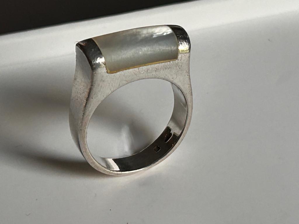 Vintage 925 zilveren ring – Scandinavisch design, 18 tot 19, Gebruikt, Ophalen of Verzenden, Dame of Heer