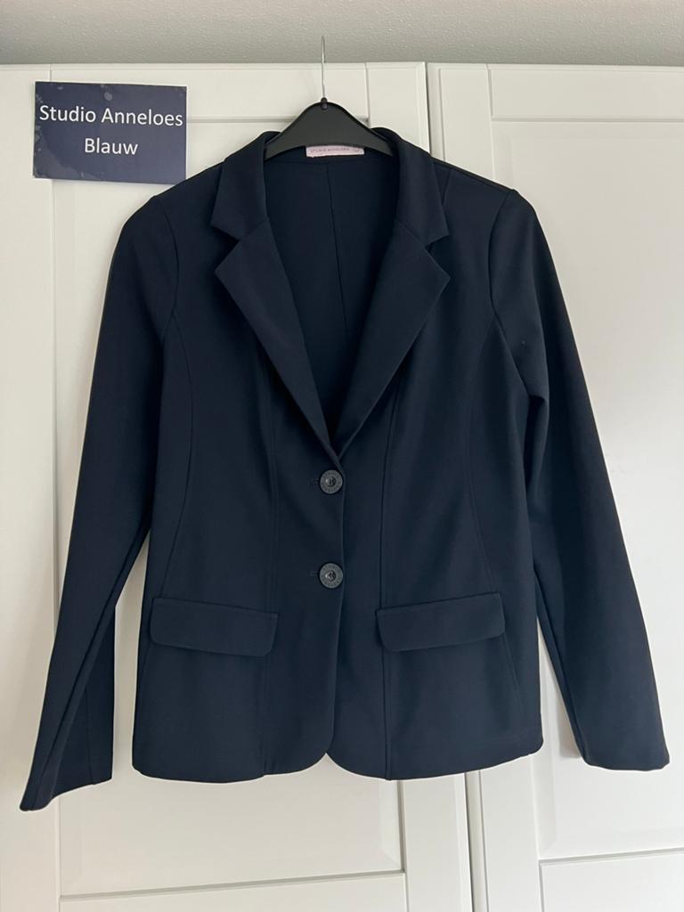 Studio anneloes bright bonded blazer L donkerblauw travel, Blauw, Maat 42/44 (L), Ophalen of Verzenden, Zo goed als nieuw
