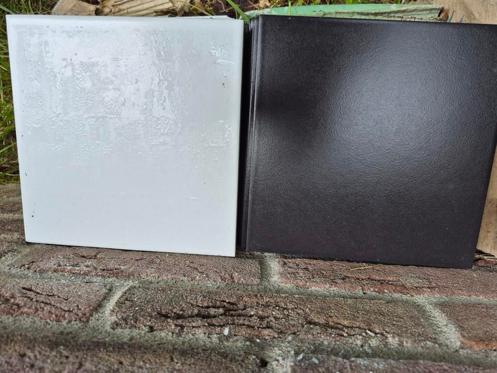 Diverse partij tegels: wit, zwart en lichtgrijs gevlamd, Nieuw, Ophalen of Verzenden, 20 tot 40 cm, Minder dan 5 m²