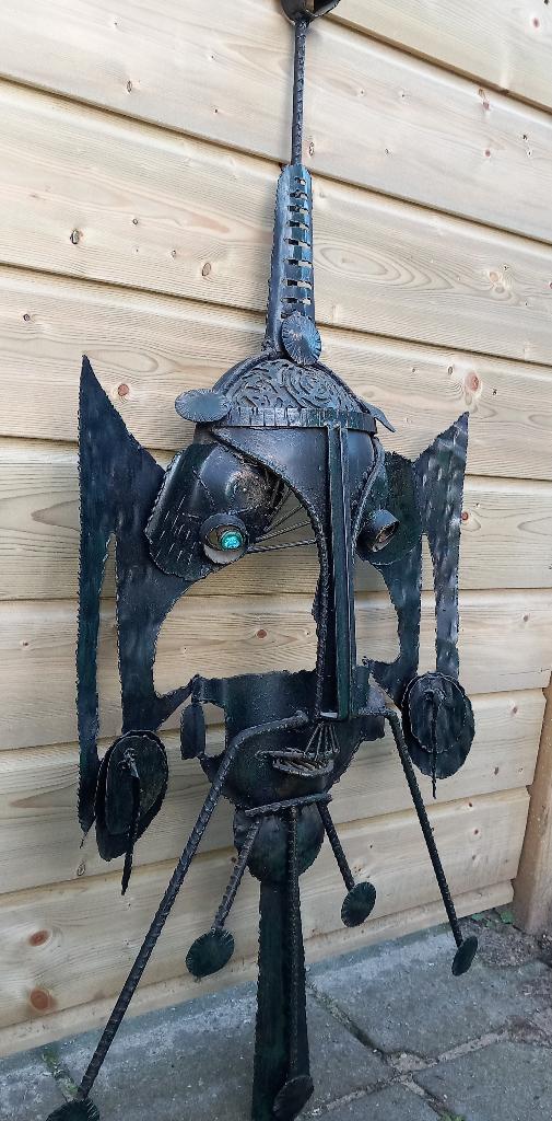 Groot Metalen wandbeeld, kunstwerk van 102 cm hoog, Antiek en Kunst, Ophalen, Metaal