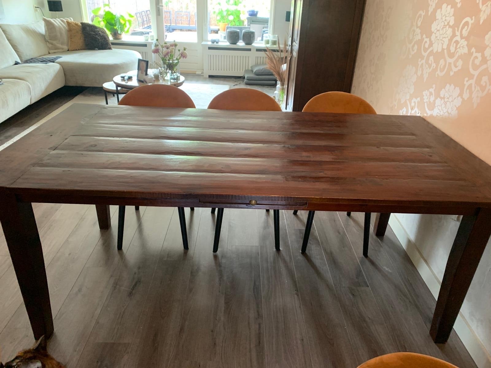 Robuuste houten eettafel, Ophalen, Gebruikt, 50 tot 100 cm, 150 tot 200 cm