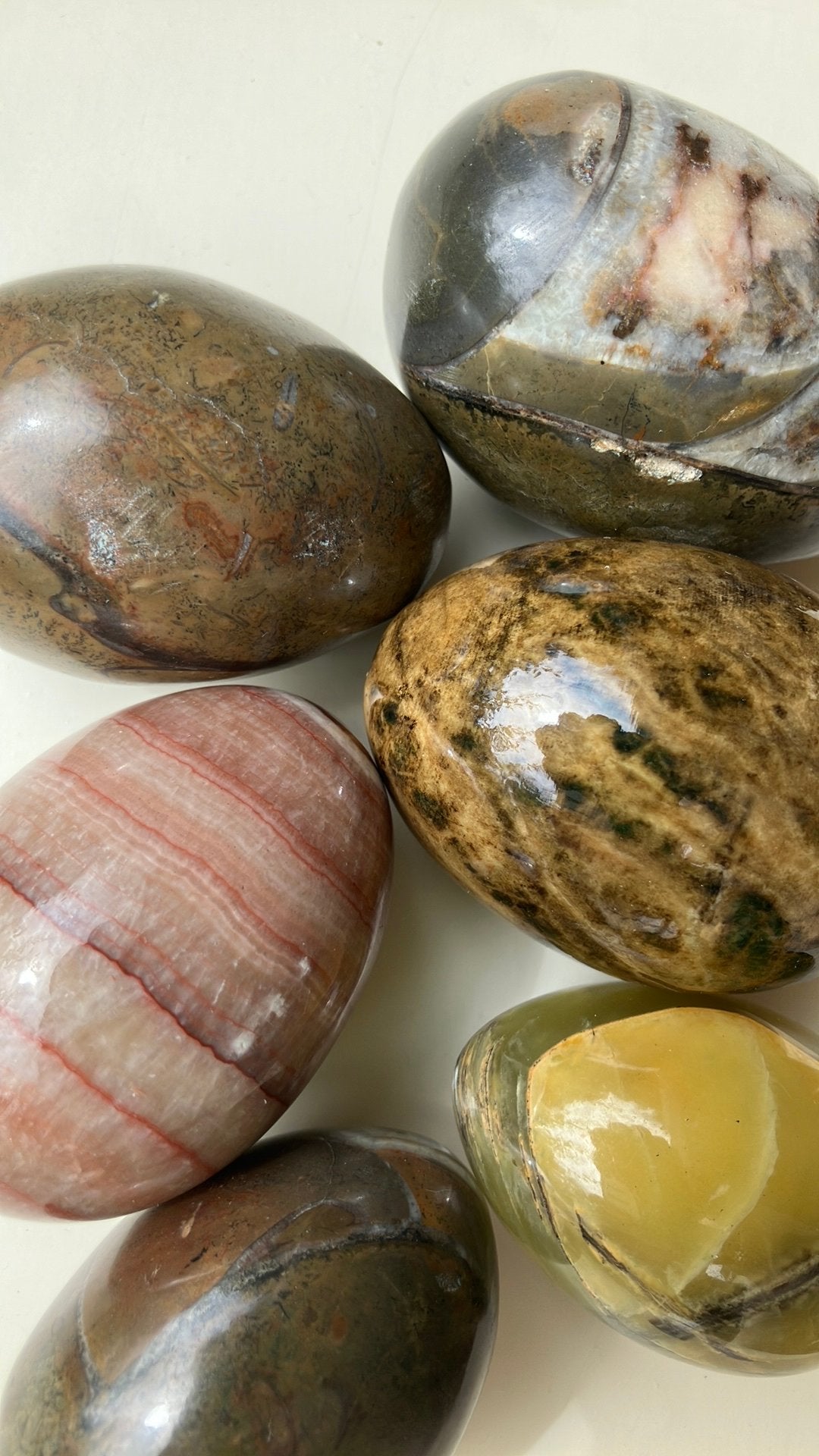 Zes decoratieve albasten eieren, Meerkleurig, Verzenden, Natuurlijk materiaal, Landelijk