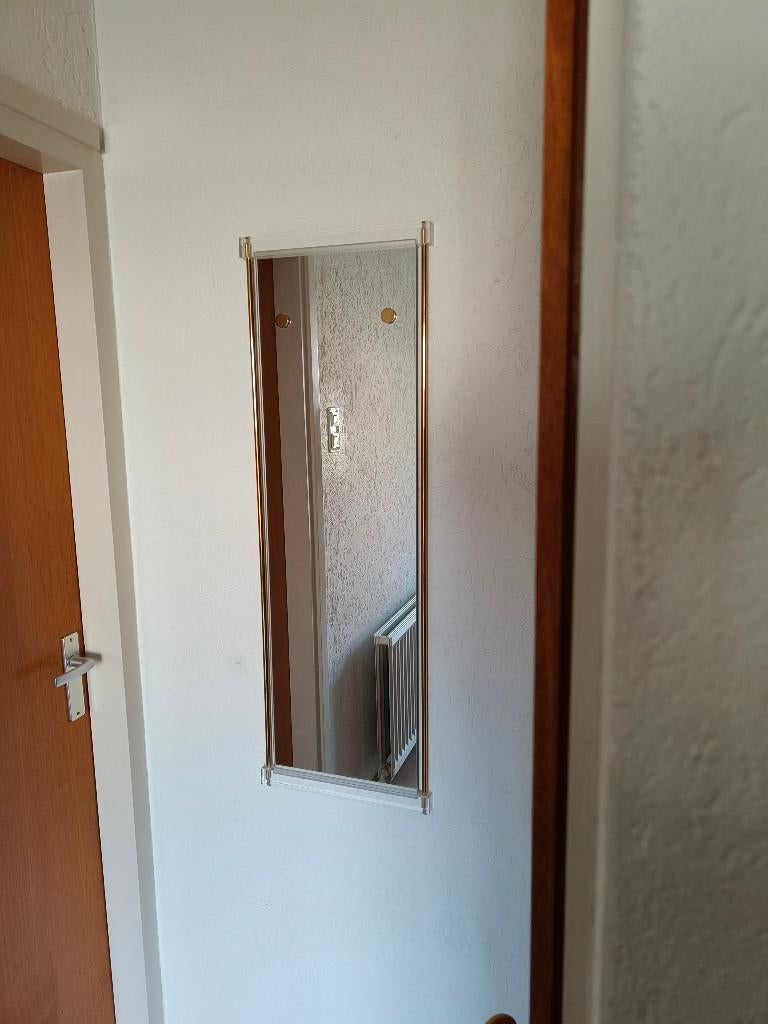 Strakke spiegel 35 cm x105 cm slanke messing afzetting, Ophalen, Minder dan 50 cm, 100 tot 150 cm, Zo goed als nieuw