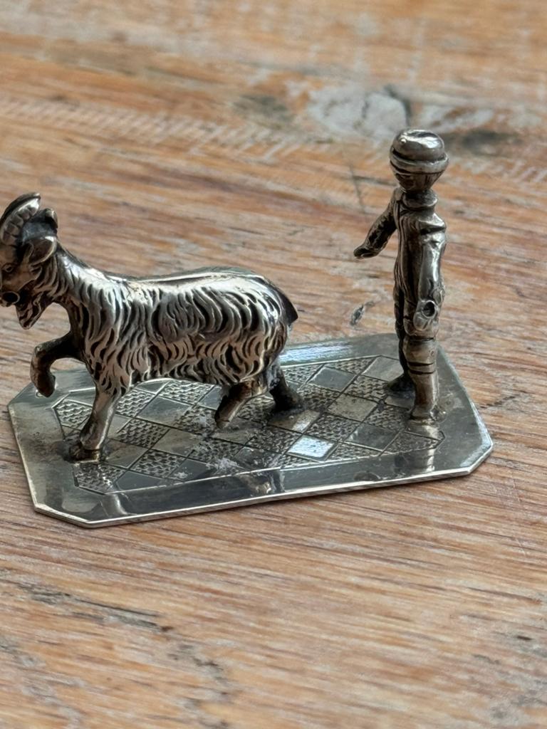 Miniatuur zilver geitenhoeder, Antiek en Kunst, Ophalen of Verzenden