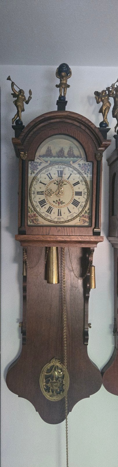Antieke Friese Staartklok met bewegende Scheepsdecoratie, Antiek en Kunst, Antiek | Klokken, Ophalen
