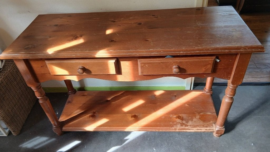 Wandtafel, Ophalen, Gebruikt, 100 tot 150 cm, Grenenhout
