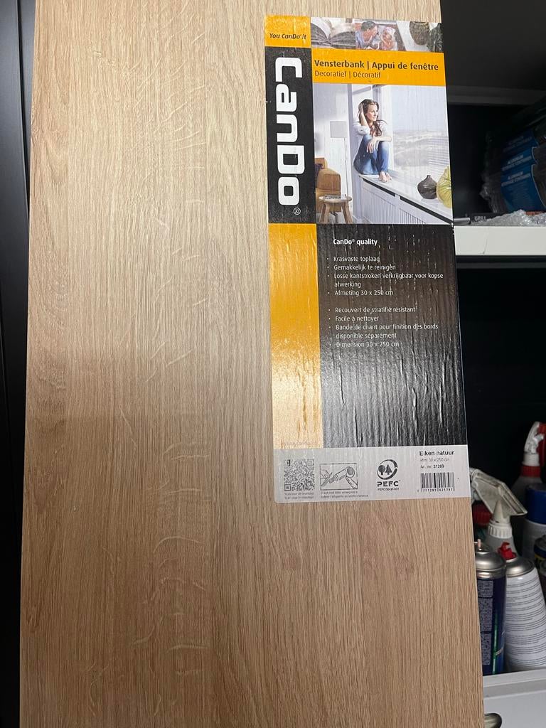 Cando vensterbank plank Eiken natuur 30 x 250 cm, Ophalen, Nieuw, HPL, 20 tot 50 mm