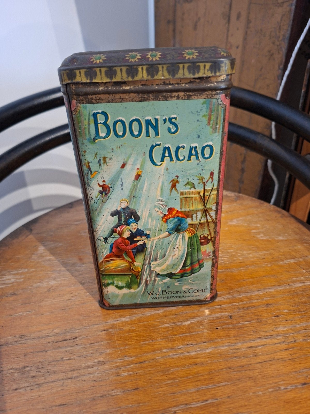 Antieke W.J. Boon Cacao Blik - Hofleveranciers, Verzamelen, Ophalen of Verzenden