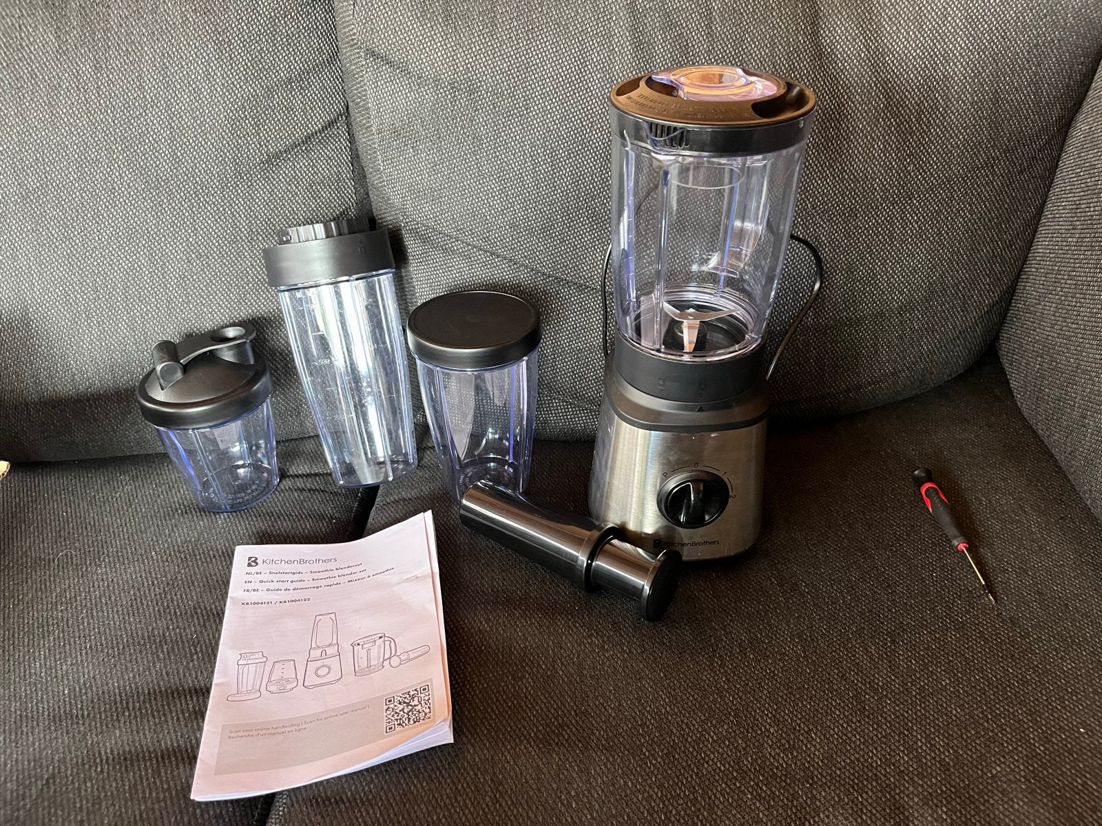 KitchenBrothers Smoothie Blender Set met 3 Bekers, Ophalen of Verzenden, Zo goed als nieuw, Blender to go