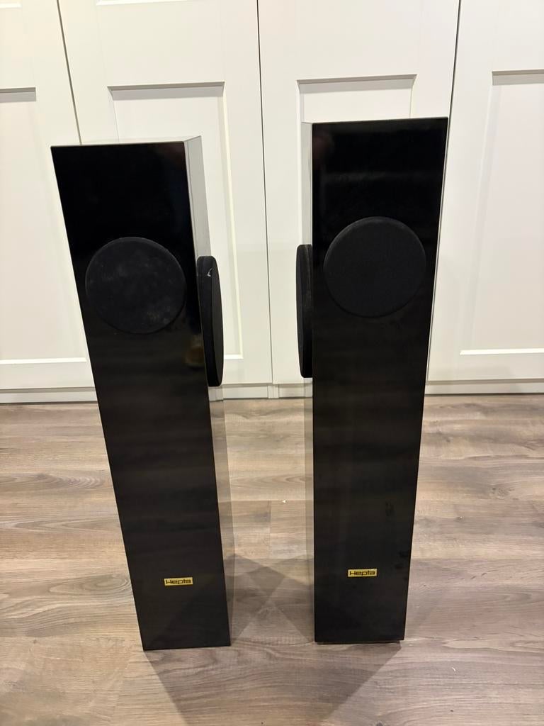 Hepta Spring Excellence speakers (2), Gebruikt, 60 tot 120 watt, Front, Rear of Stereo speakers, Ophalen