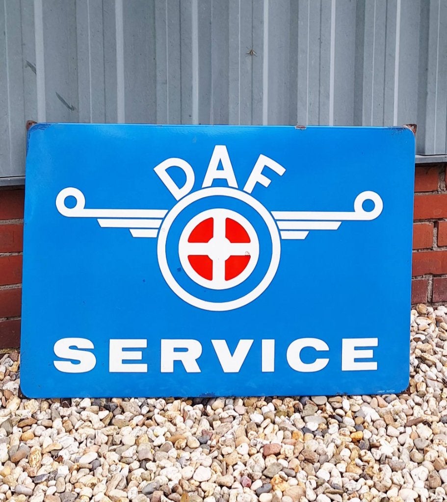 Groot emaille bord DAF SERVICE, 100% origineel & authentiek!, Ophalen, Reclamebord, Gebruikt, .