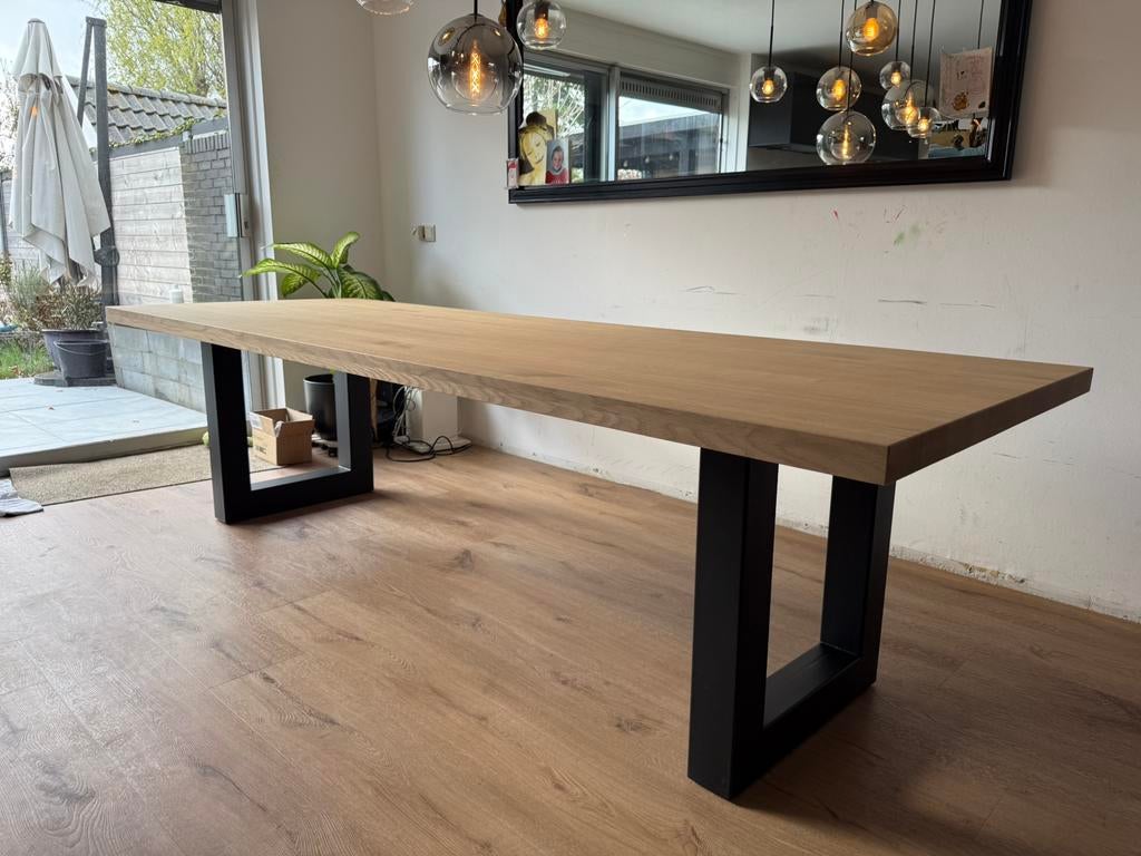 Refurbished eiken tafel 2,80x1,00m, Huis en Inrichting, Tafels | Eettafels, Ophalen, Eikenhout, 200 cm of meer, 50 tot 100 cm