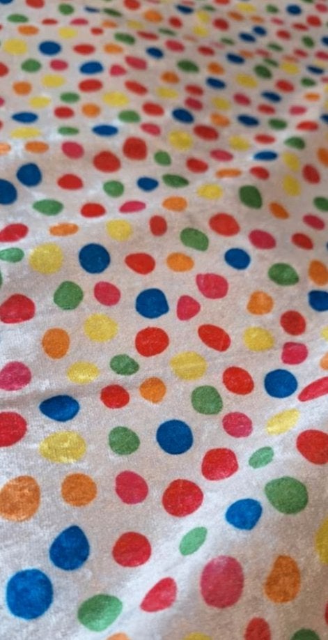 Stof, Velours stof met stippen 16 meter, Overige materialen, 120 cm of meer, Wit, Ophalen of Verzenden