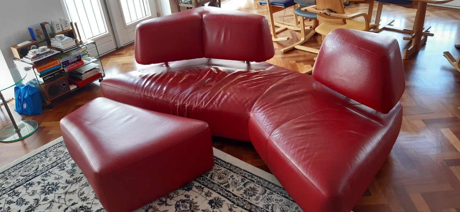 Leolux Archipel designbank met hocker, Ophalen of Verzenden, Gebruikt, Hoekbank, Leer