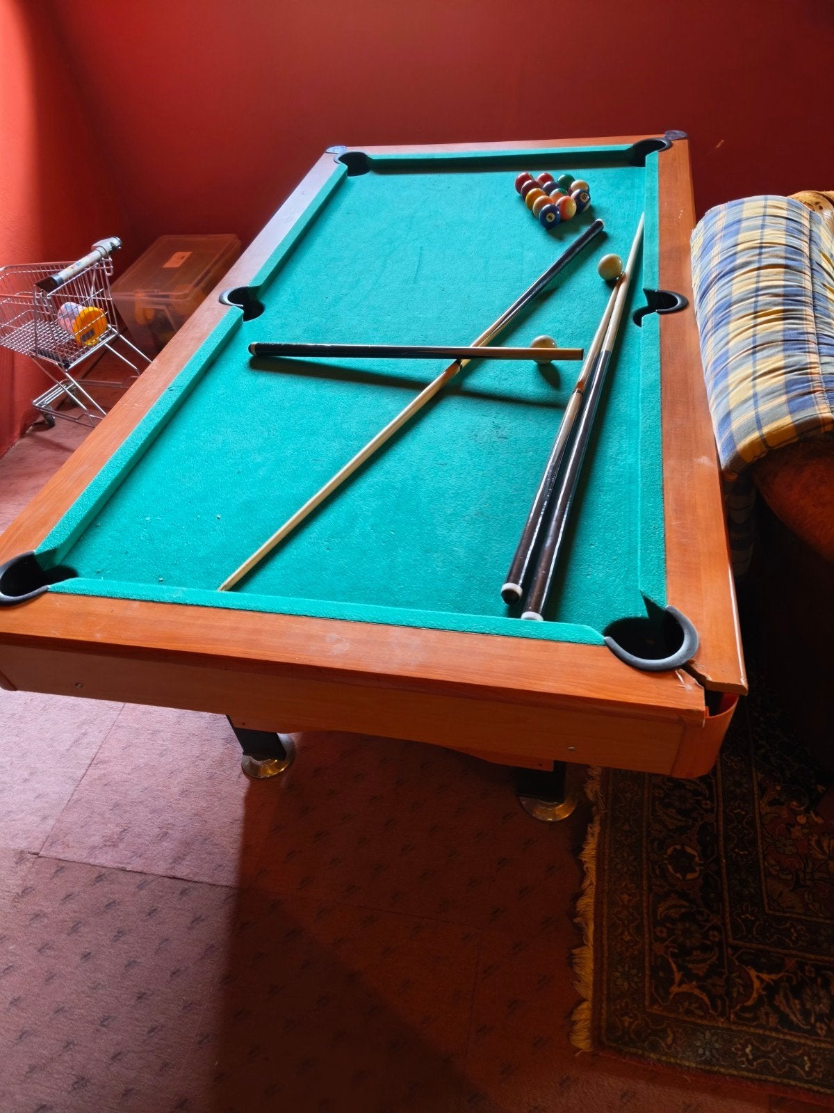 Pooltafel met accessoires: keuen en ballen inbegrepen, Ophalen