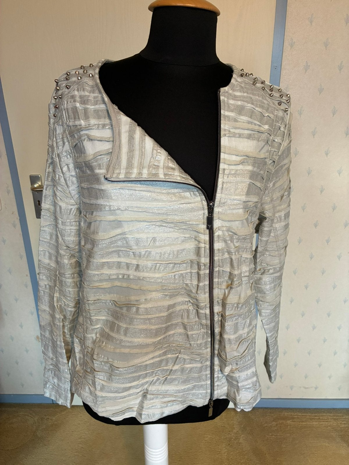 168 Monari biker vestje in maat 46 zilver grijs, Kleding | Dames, Verzenden, Zo goed als nieuw, Maat 46/48 (XL) of groter, Grijs