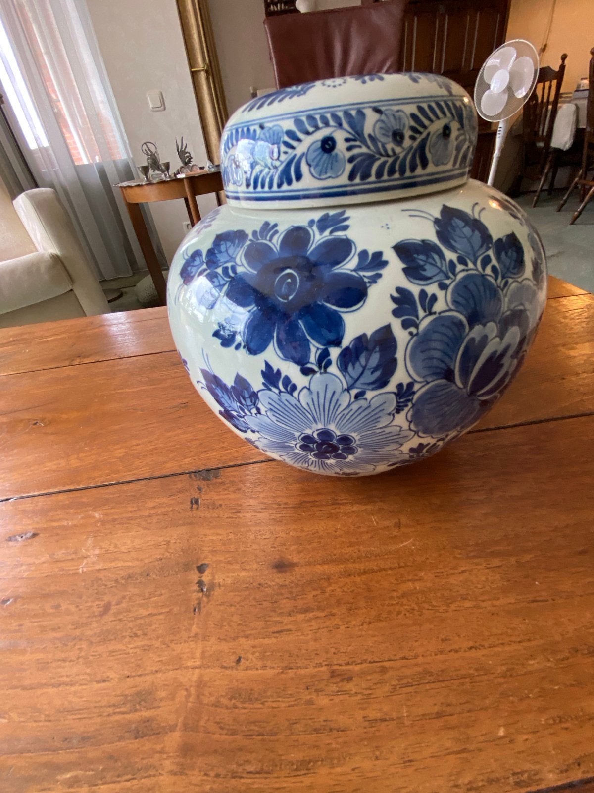 Prachtige Delftsblauwe gemberpot met bloemmotief, Antiek en Kunst, Ophalen