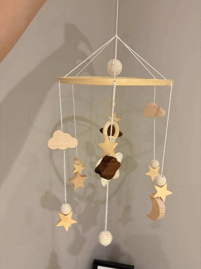 Baby Mobiel Sterren - Houten Mobiel met Sterren en Wolken, Ophalen, Nieuw, Mobiel
