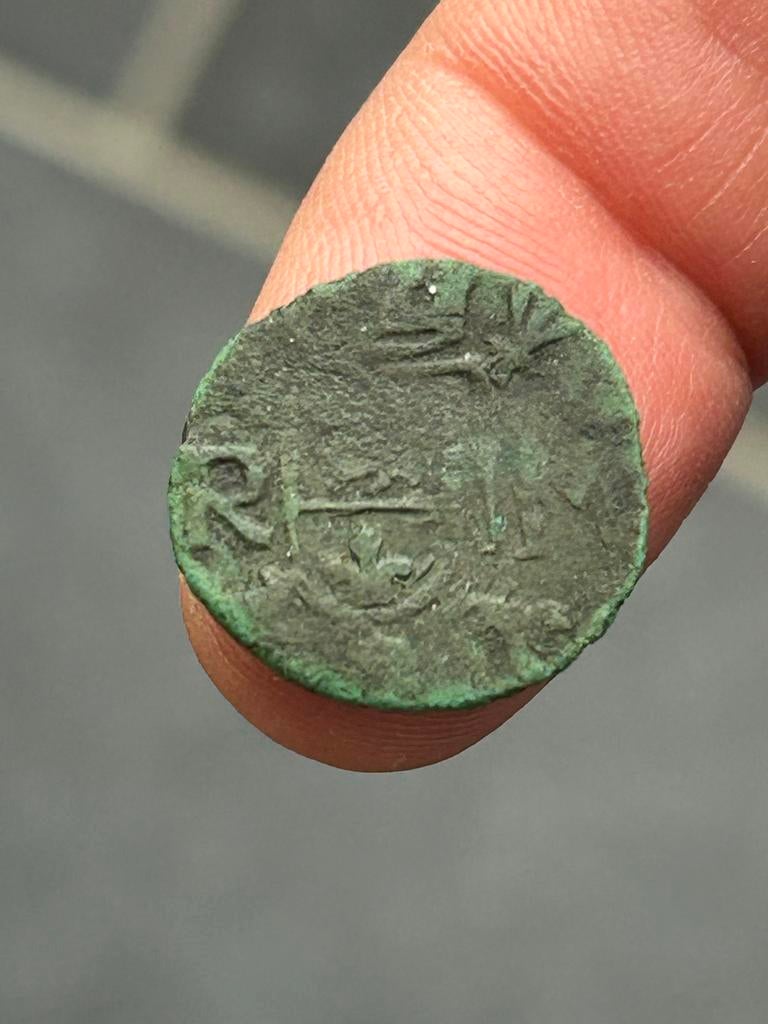 mooie Duit Karel II (1665-1700) Roermond - Metaaldetectie, Postzegels en Munten, Munten | Nederland, Ophalen of Verzenden, Vóór koninkrijk