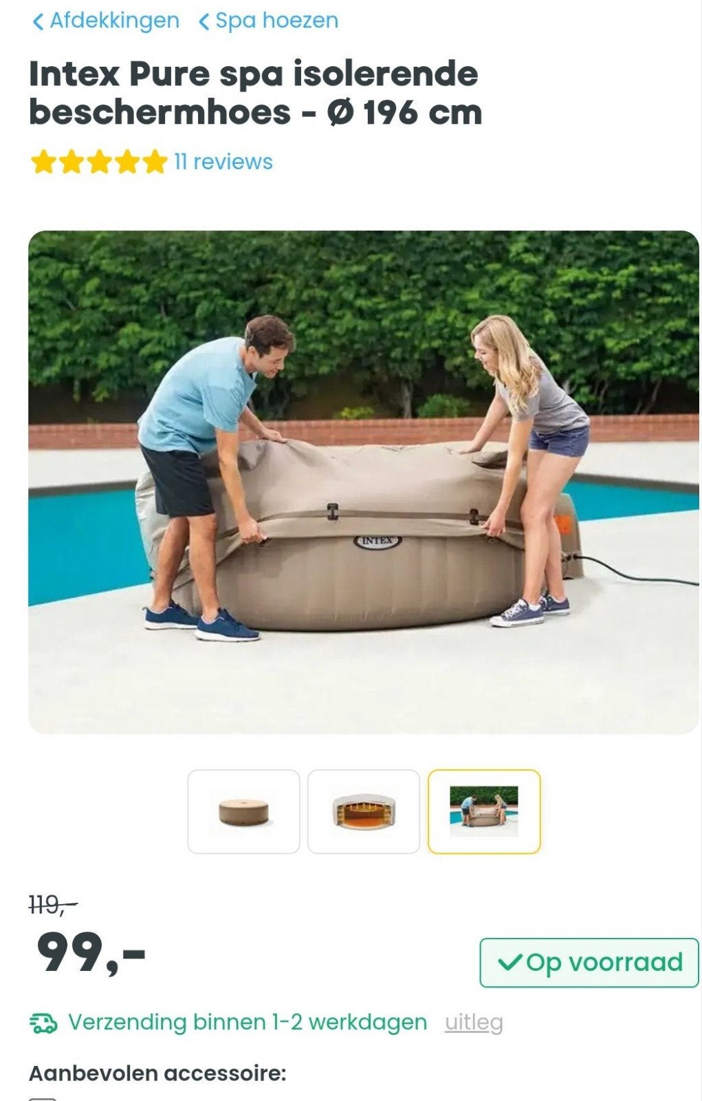 intex jacuzzi isolerende hoes, Ophalen of Verzenden, Minder dan 200 cm, Minder dan 80 cm