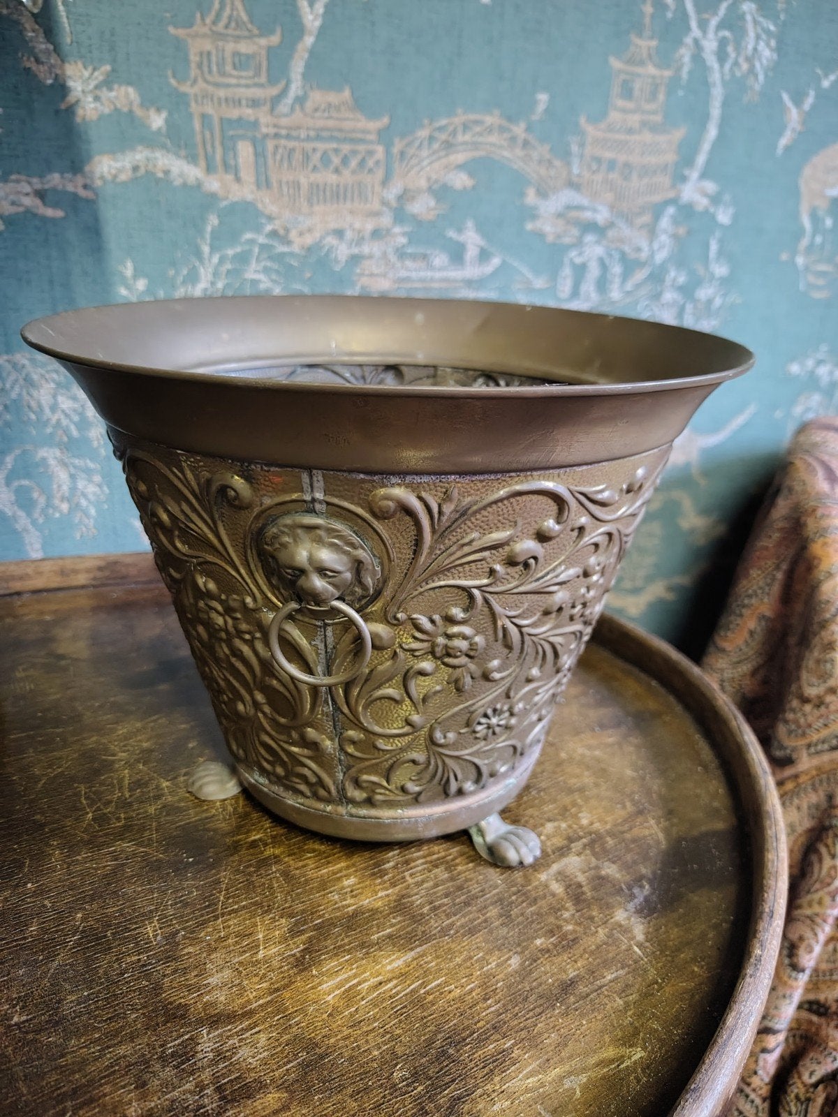 Antieke koperen bloempot cache pot, Antiek en Kunst, Ophalen