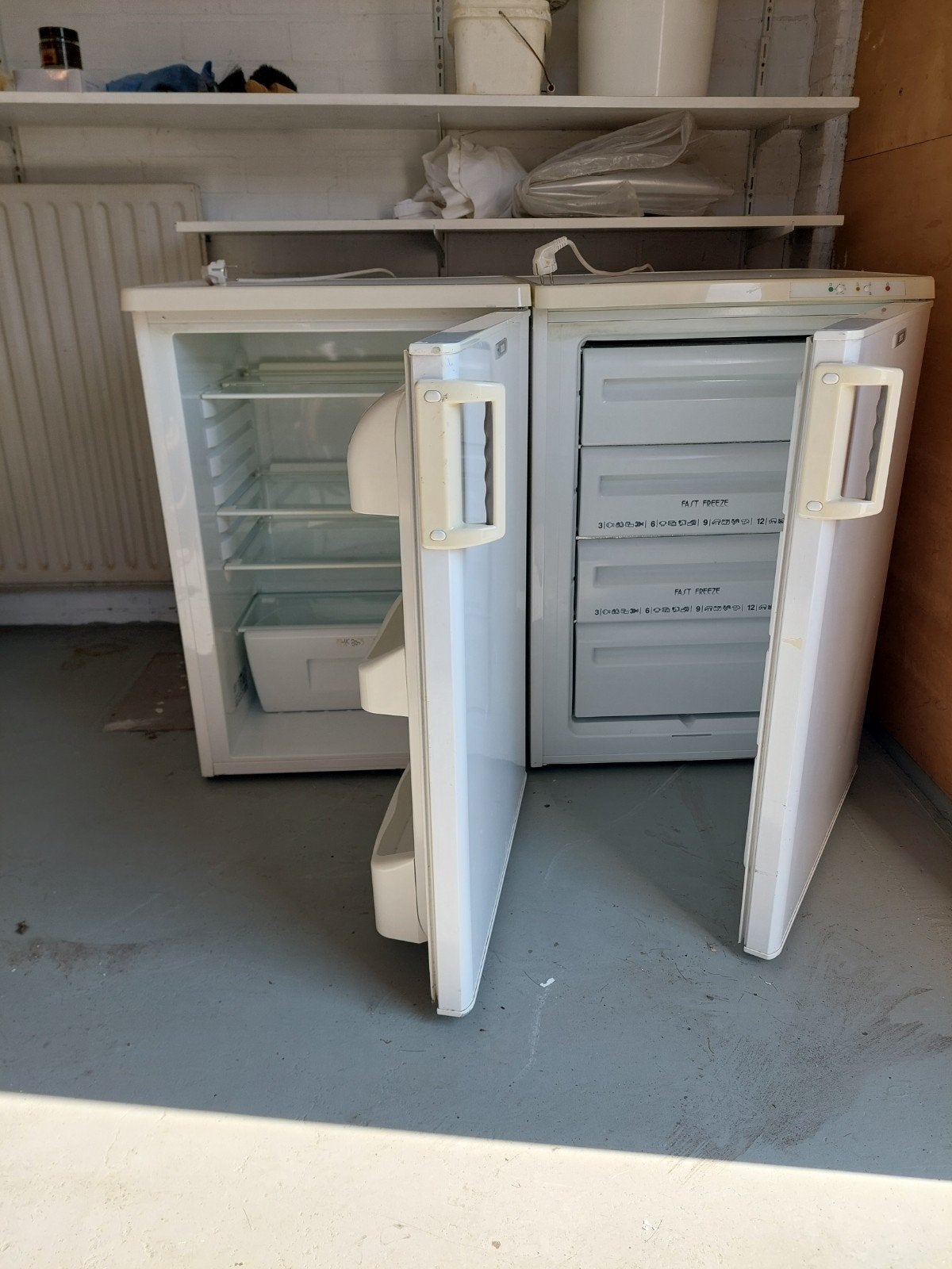 Zanussi Koelkast en Vriezer Set - Wit, 150 tot 200 liter, Gebruikt, Met aparte vriezer, 45 tot 60 cm