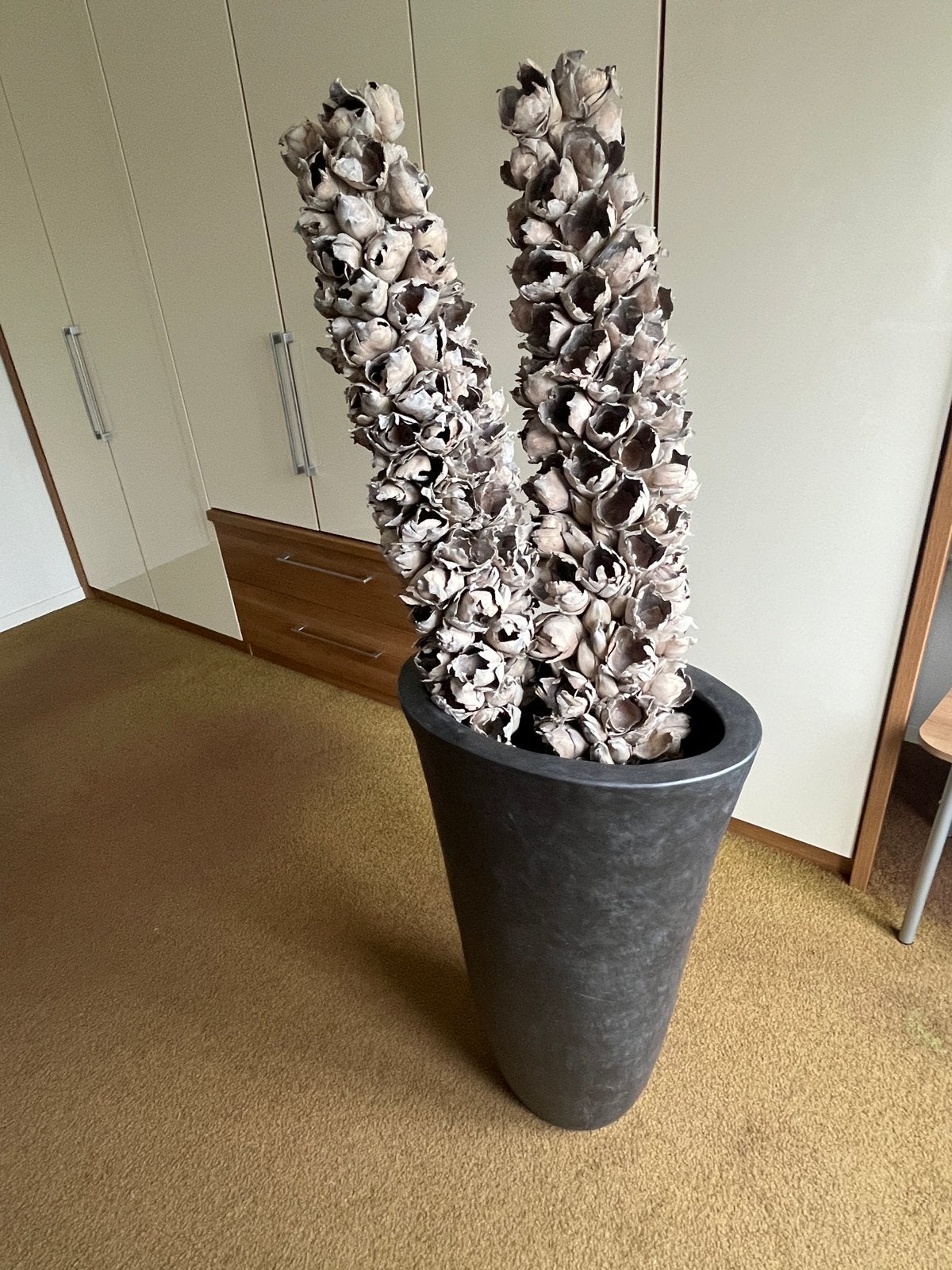 Decoratieve vaas met katoen bloemen, Huis en Inrichting, Ophalen, Gebruikt