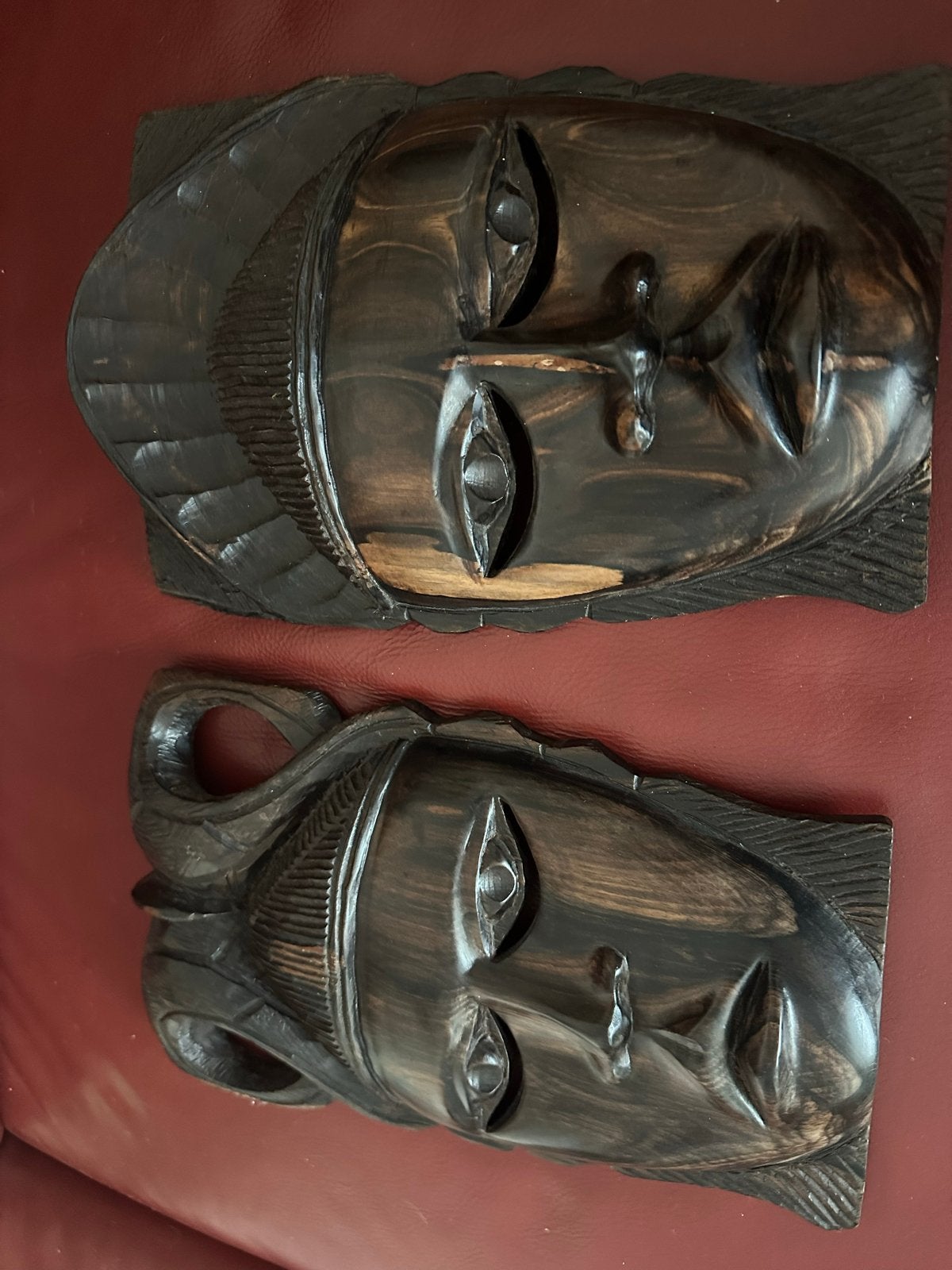 Afrikaanse maskers van ebbenhout, 30 cm, Antiek en Kunst, Hout, Afrika, Masker, Gesneden